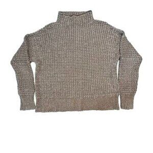 American Eagle Wool Blend High Neck Sweater Women Small Brown/Beige Lagenlook‎
